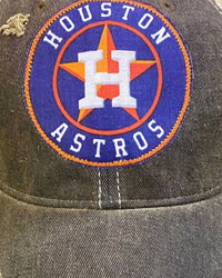 Sweet Texas Treasures Men's Houston Astros Distressed Trucker Caps in black - men's hat - detail view