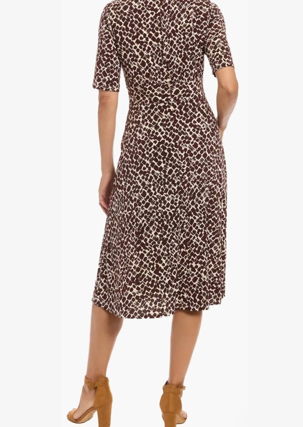 London Times - Multi Print A-Line Midi Dress