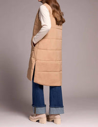 TRIBAL Denver Long Quilted Vest in cream - women's jacket - alternate view