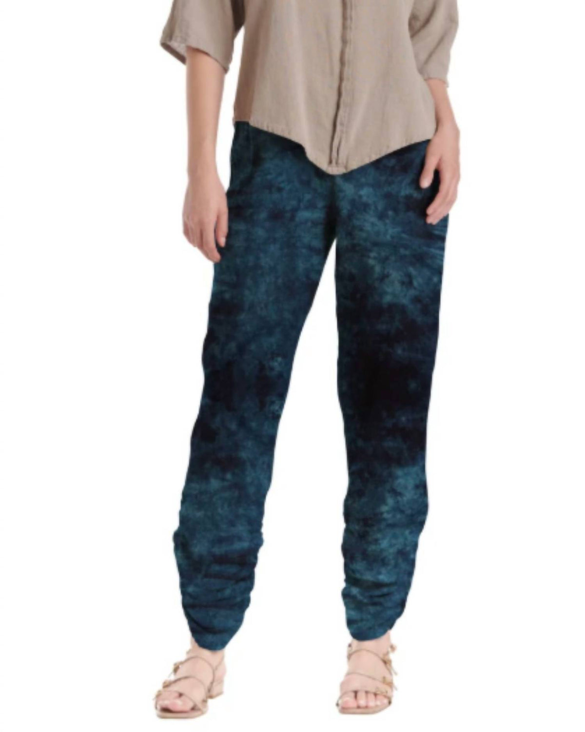 Oh My Gauze! Essie Slender Fitted Pant in washed sapphire - women's pants - detail view