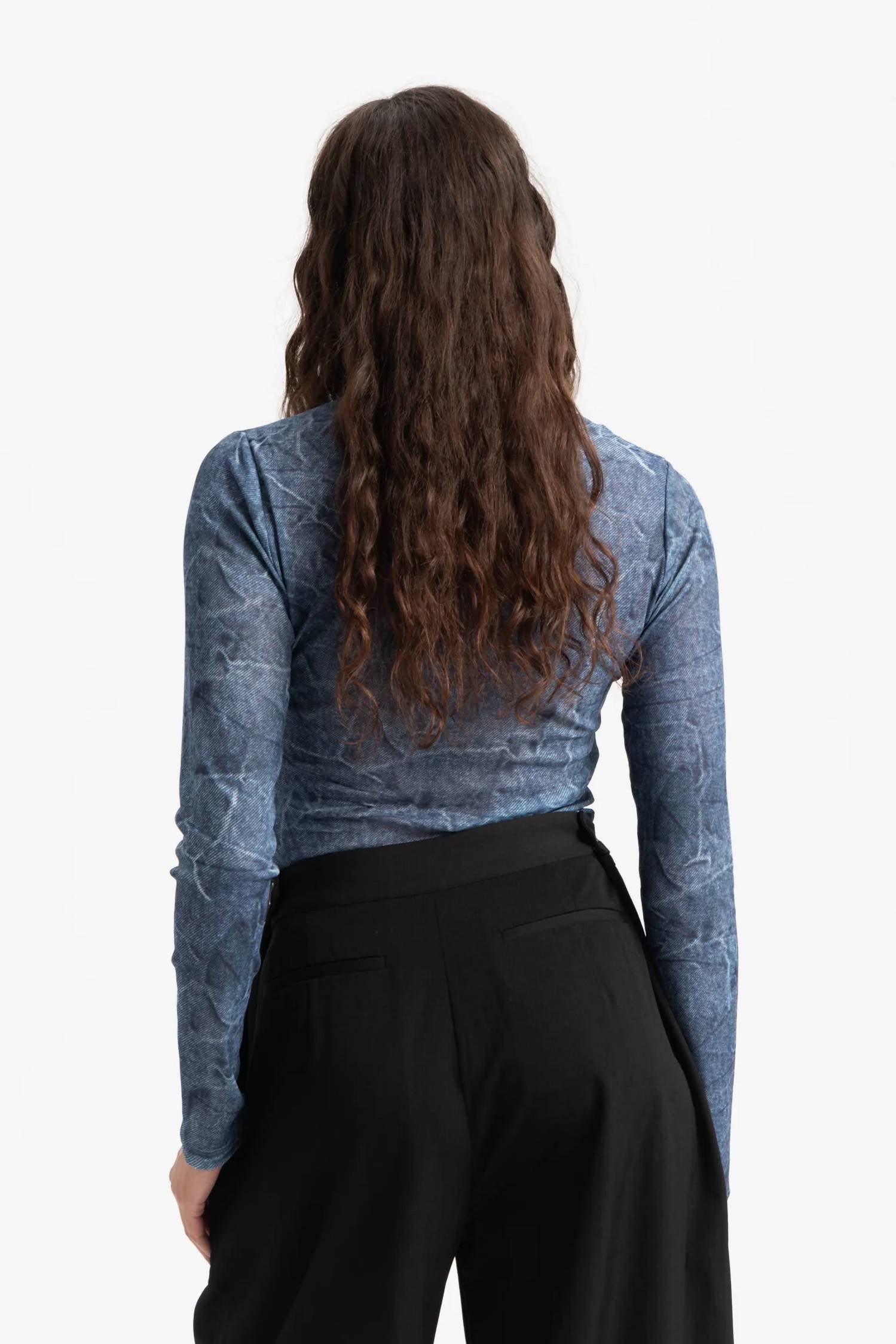Ganni - Long Sleeve Crewneck Blouse