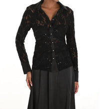 Frank Lyman - Lina Lace And Sparkle Long Sleeve Blouse
