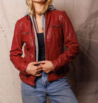 Iron & Resin Topanga Leather Jacket in red chili - women's jacket