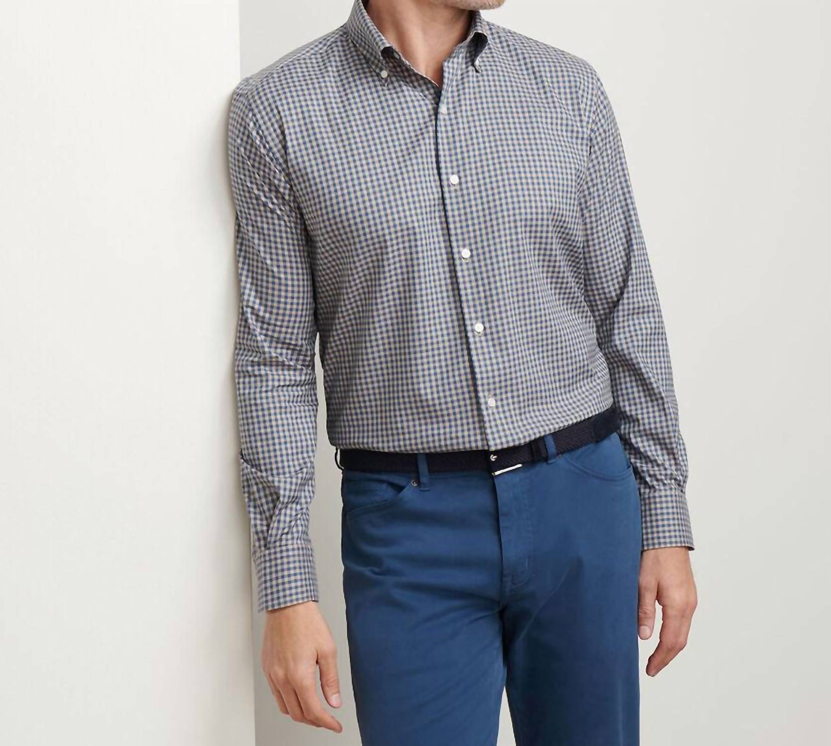 PETER MILLAR Conway Crown Lite Sport Shirt in poplar brown - men's shirt