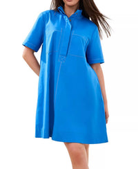 Tribal - A-line Stretch Poplin Button Front Dress