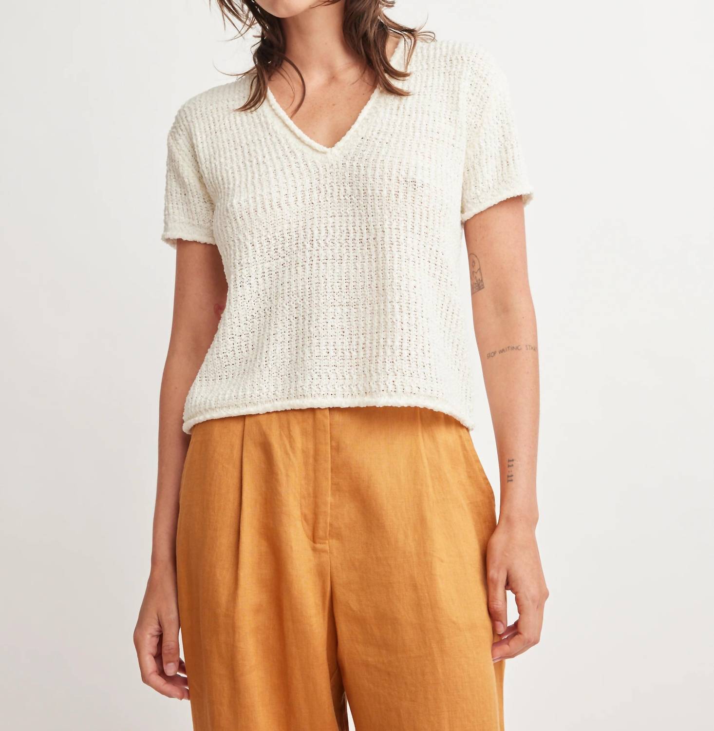 Self Contrast - Indigo V-Neck Sweater Top