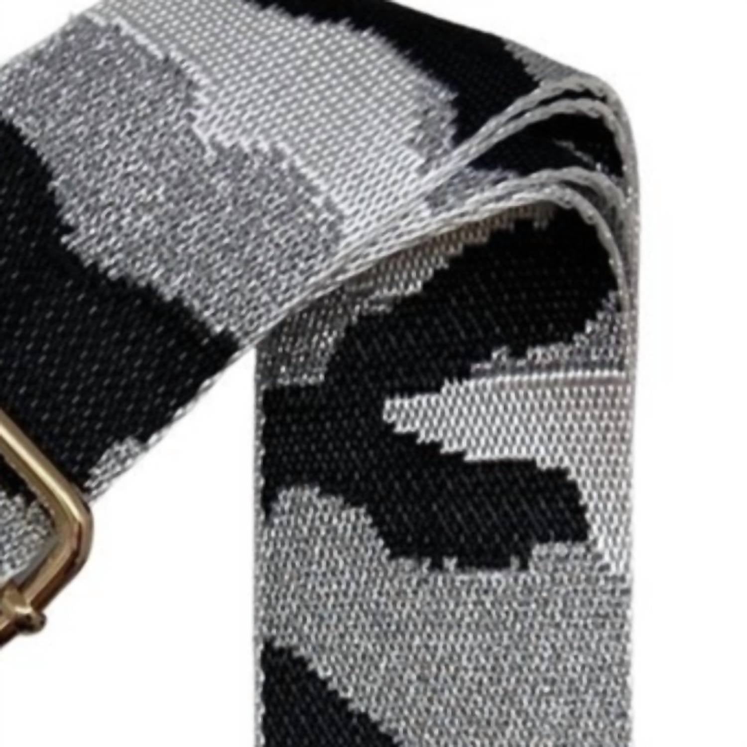 Cthru Women's Metallic Camo Adjustable Crossbody Bag Strap in black white silver - women's item - detail view