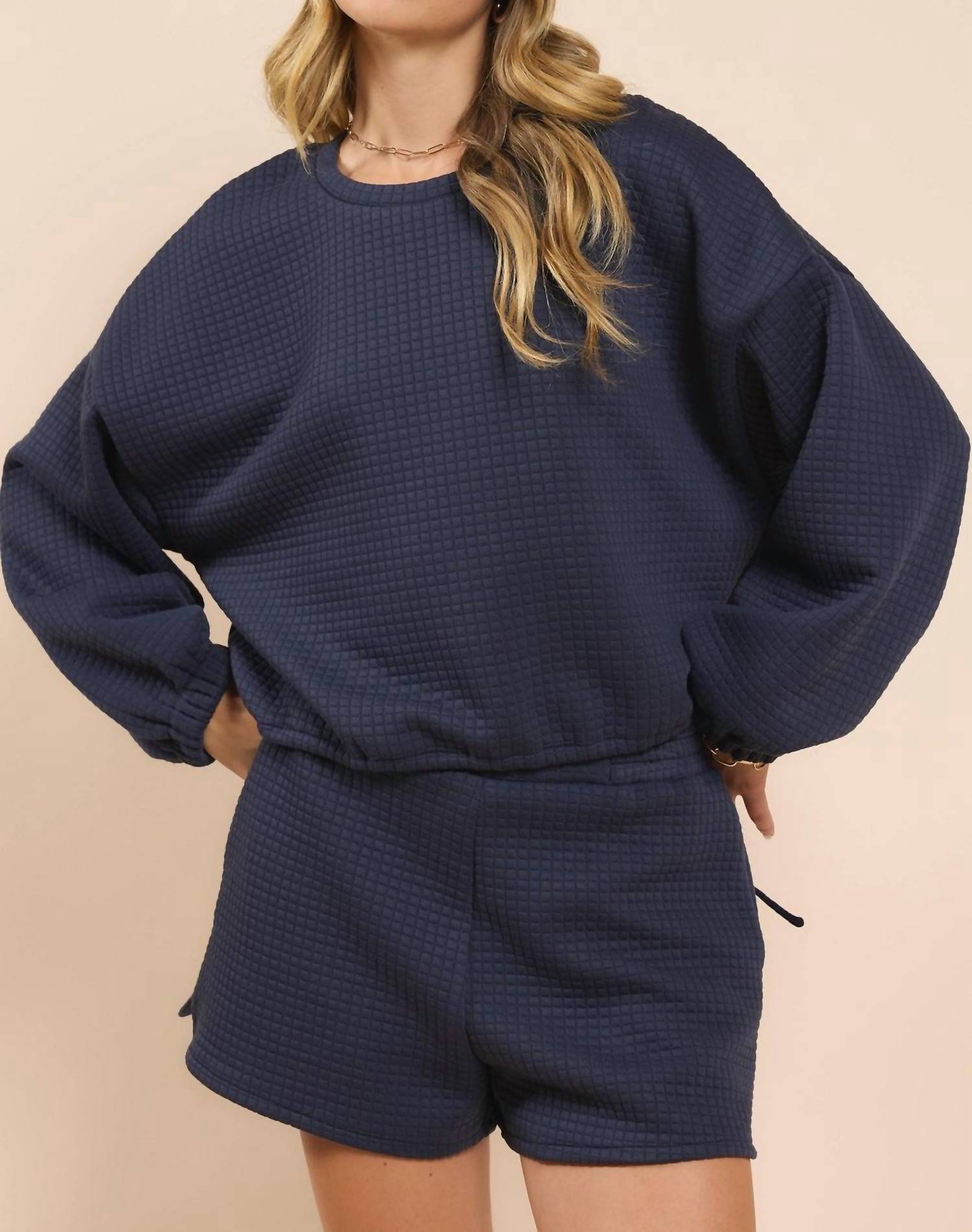 Sadie & Sage - Pastime Textured Terry Side Tie Pullover