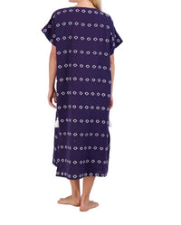 mer st. barth Capucine Maxi Caftan Dress in navy embroidery - women's dress - detail view