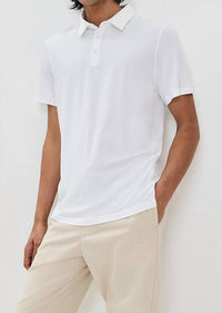 onia Sun Stretch Jersey Polo Shirt in white - men's shirt - detail view