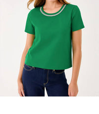Lilly Pulitzer Clairmont Rhinestone Knit Top in bamboo green - women's t-shirt