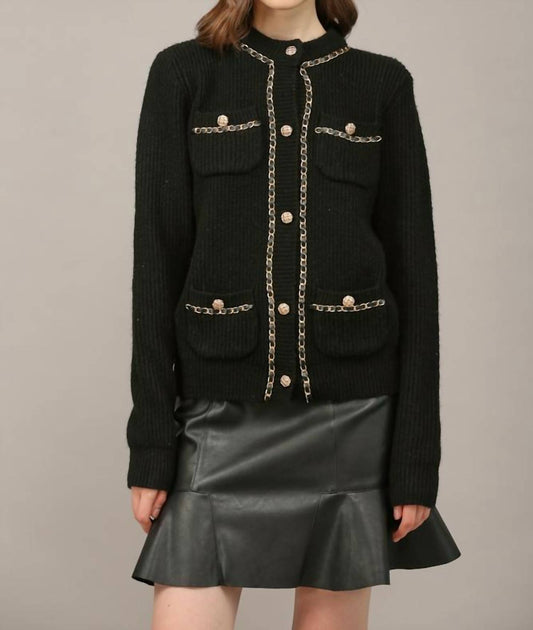 Fate - Chain And Gold Button Cardigan