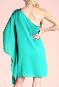 Tyche - Hammer Satin One Sleeve Dress