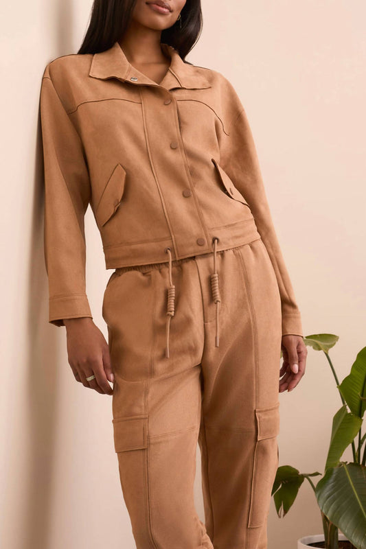 Tribal - Faux Suede Drop-shoulder Jacket