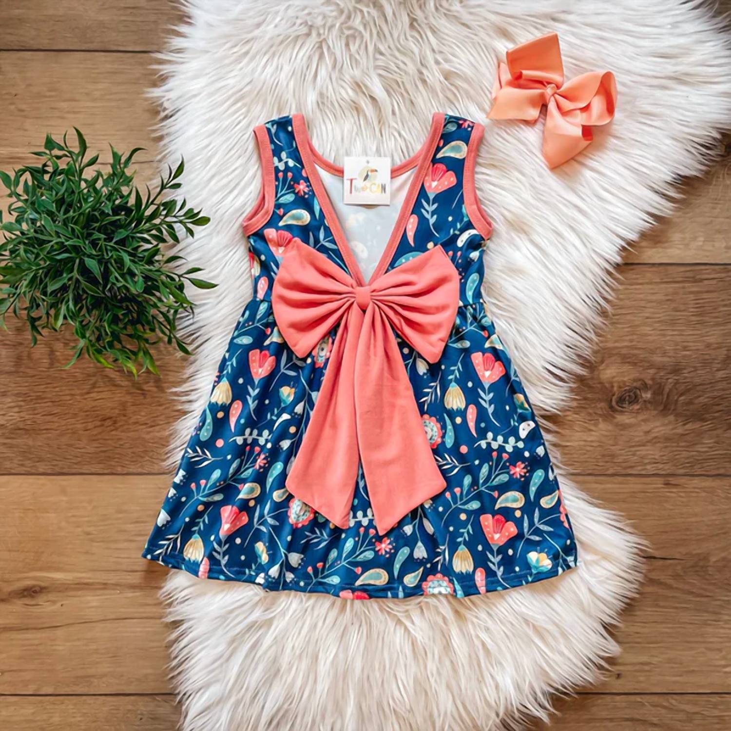 Twocan - Girls Boho Blooms Bow Back Dress