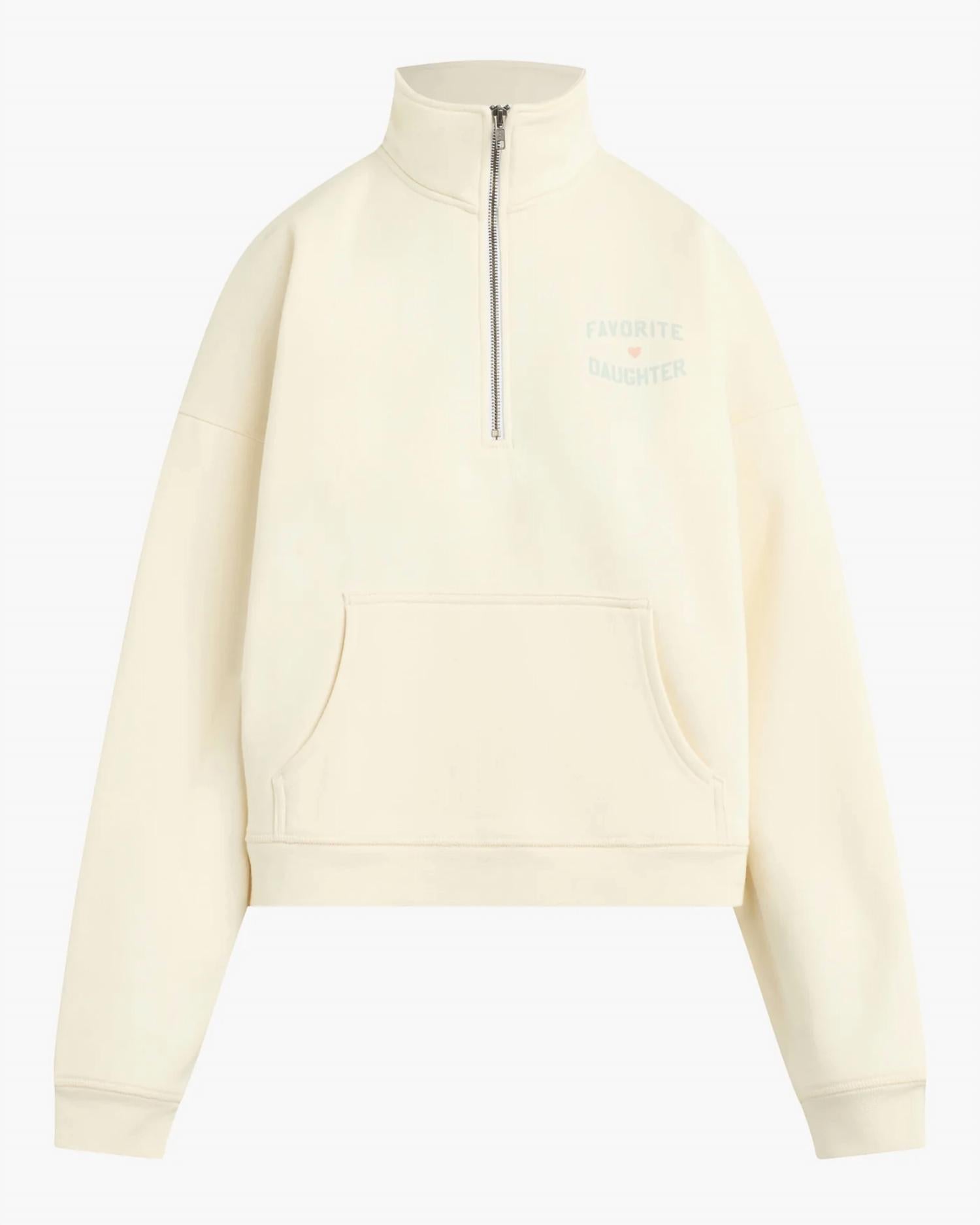 Favorite Daughter Women's Half Zip Sweatshirt in white - women's top - detail view