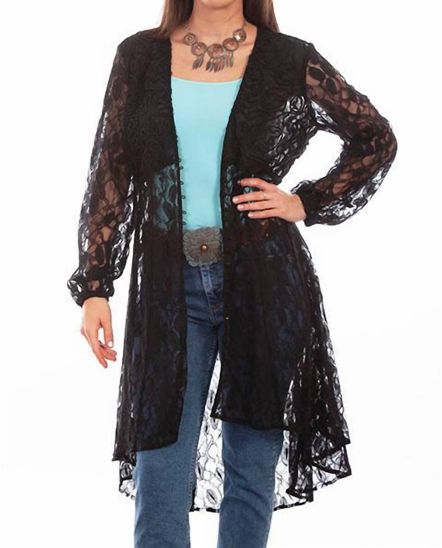 Scully Lace Jacket Cardigan in black - women's cardigan