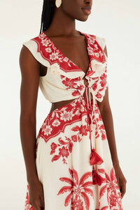 Farm Rio - GUANACASTE CUT OUT SLEEVELESS MIDI DRESS