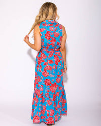 Sugarlips - Women's Petal Collared Tie Waist Maxi Dress