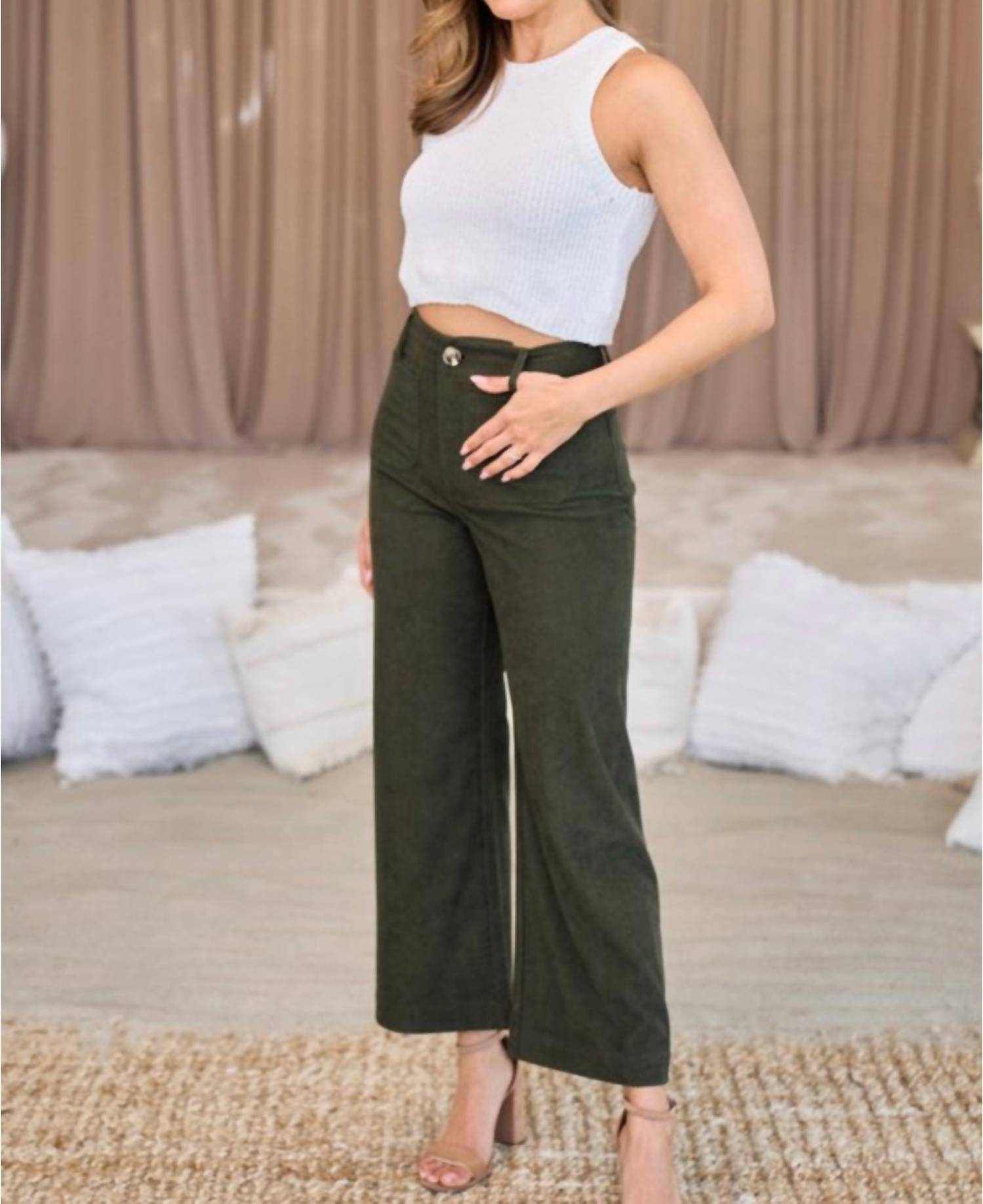 Hailey & Co - High Waist Wide Leg Corduroy Jeans