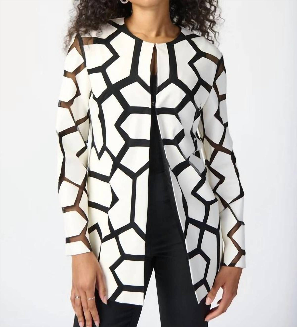 Joseph Ribkoff - Faux Leather Longline Jacket