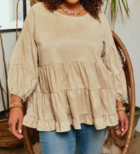 Hayden La - Suede Peplum Blouse