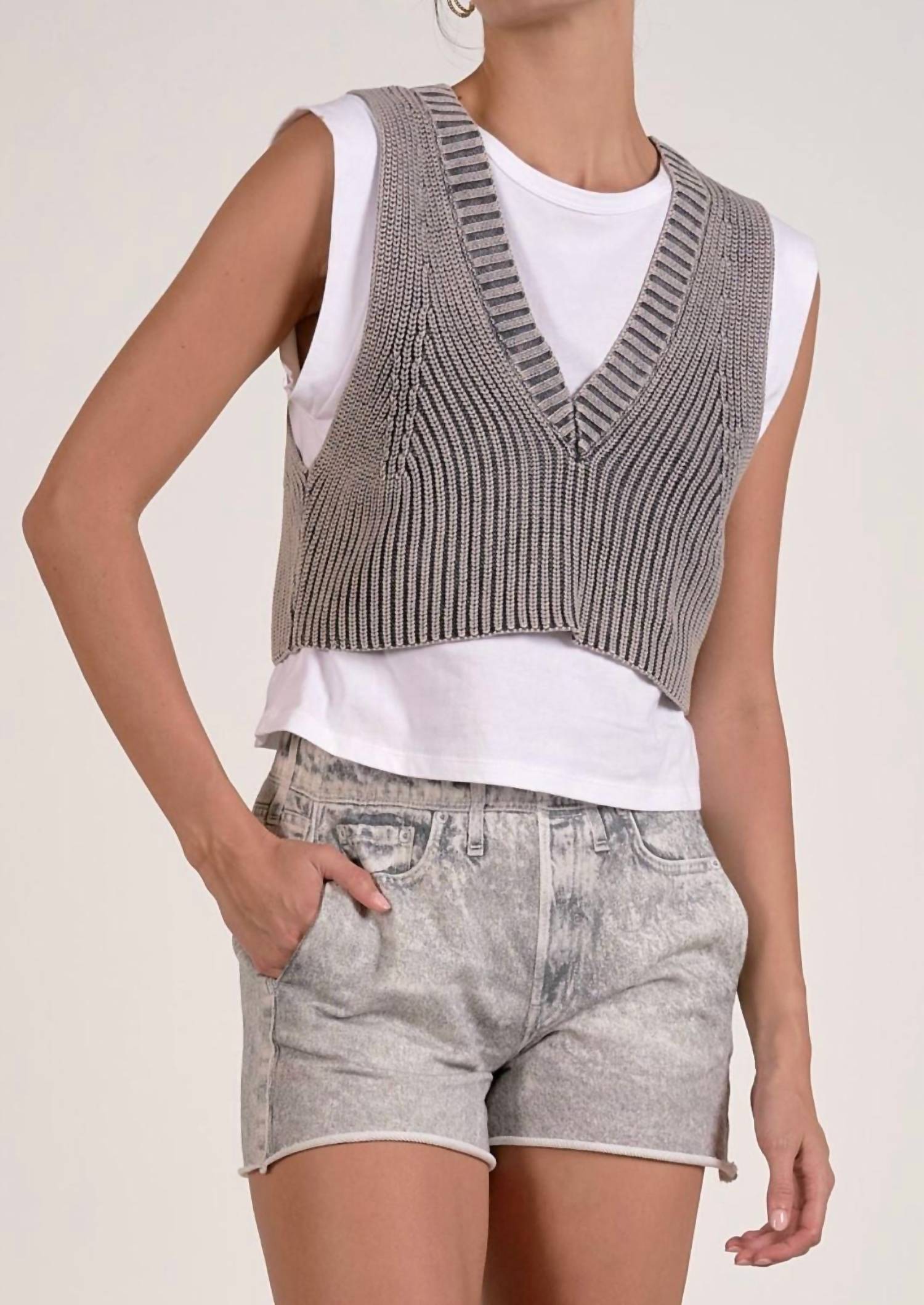 ELAN Women's Overlay Sweater Vest in grey - women's jacket