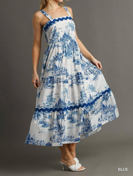 Umgee - Landscape Tiered Maxi Dress With Ric Rac Trim
