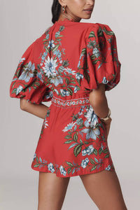 Farm Rio - Sweet Bloom Bouquet Puff-sleeve Romper