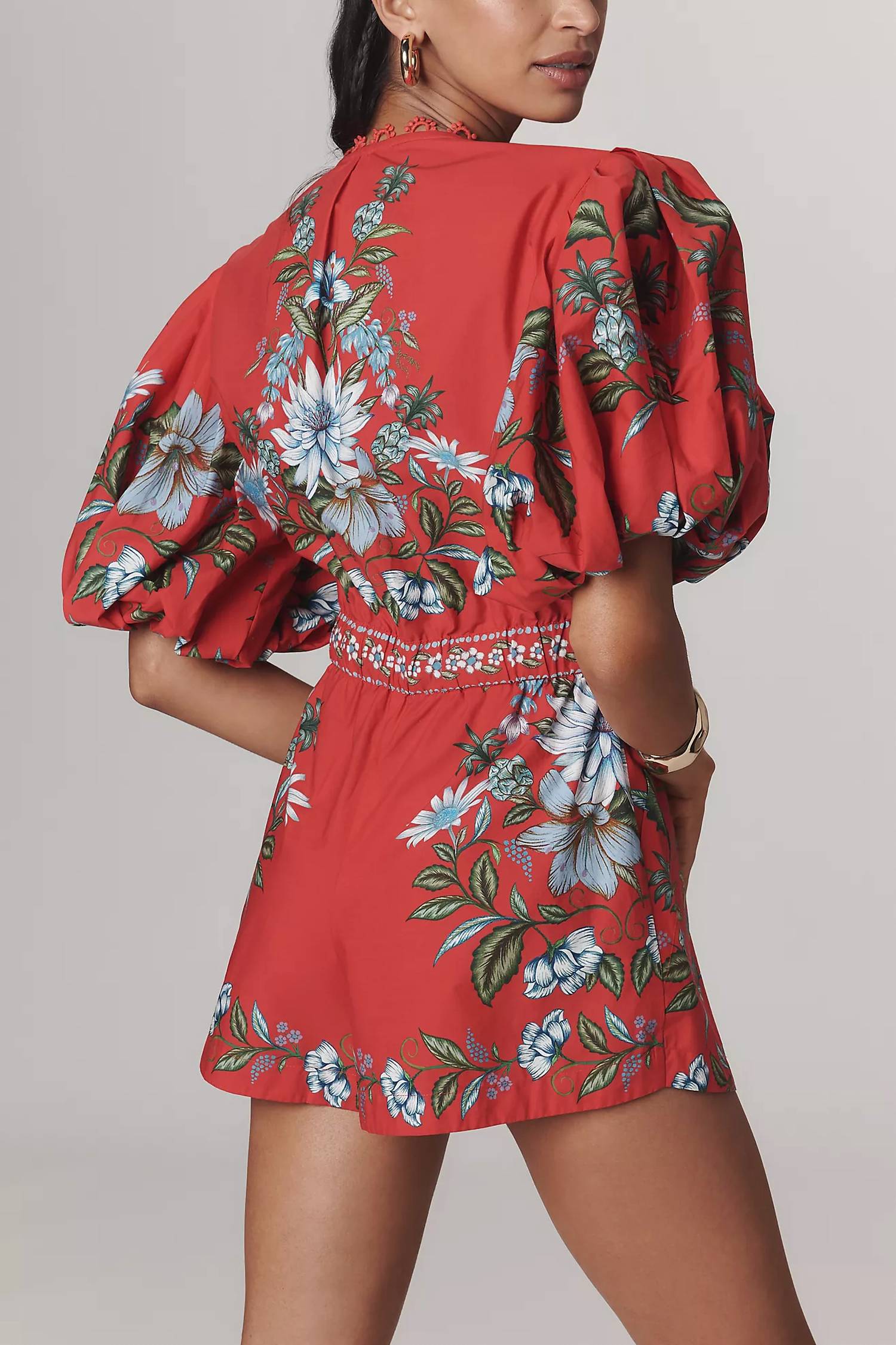 Farm Rio - Sweet Bloom Bouquet Puff-sleeve Romper