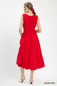 Umgee - Smocked Waist Tiered Midi Dress