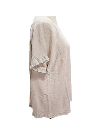 Umgee - Women's Solid Linen Short Sleeve Top