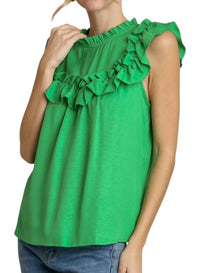 Umgee - Ruffle Trim Boxy Sleeveless Top
