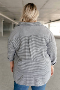 Andree By Unit - Mixed Houndstooth Button Up Top