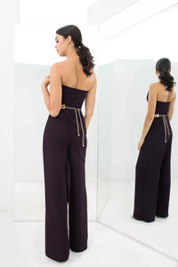 Daymor - Strapless Asymmetric Neck Jumpsuit