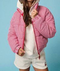 Papermoon - Gingham Zip Up Puffer Jacket
