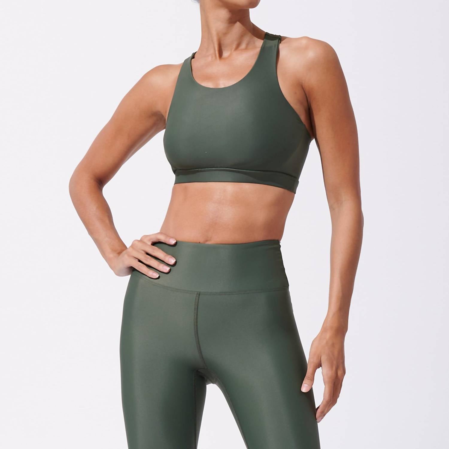 HEROINE SPORT Scoop Neck Body Bra in army - women's intimate - detail view