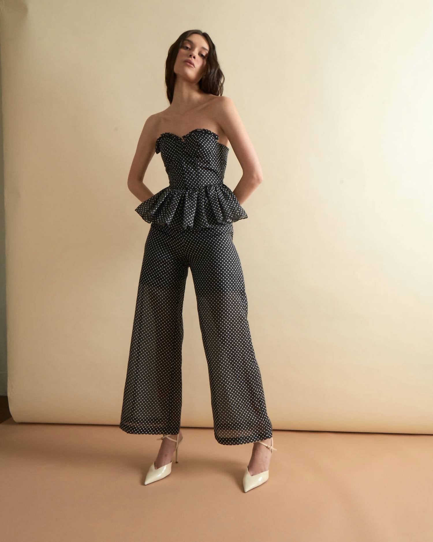 Louise New York Libby Wide Leg Pants in polka dot - women's pants - alternate view