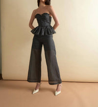 Louise New York Libby Wide Leg Pants in polka dot - women's pants - detail view