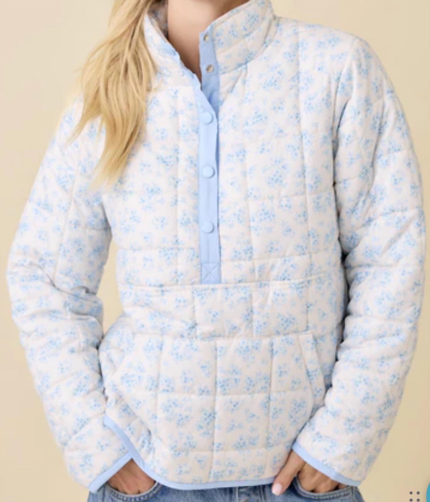 Mainstrip Lillie Floral Snap-on Jacket in blue - women's jacket - detail view
