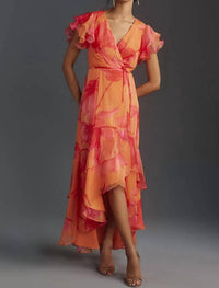 hutch Whitlee Floral Wrap Dress in coral - women's dress