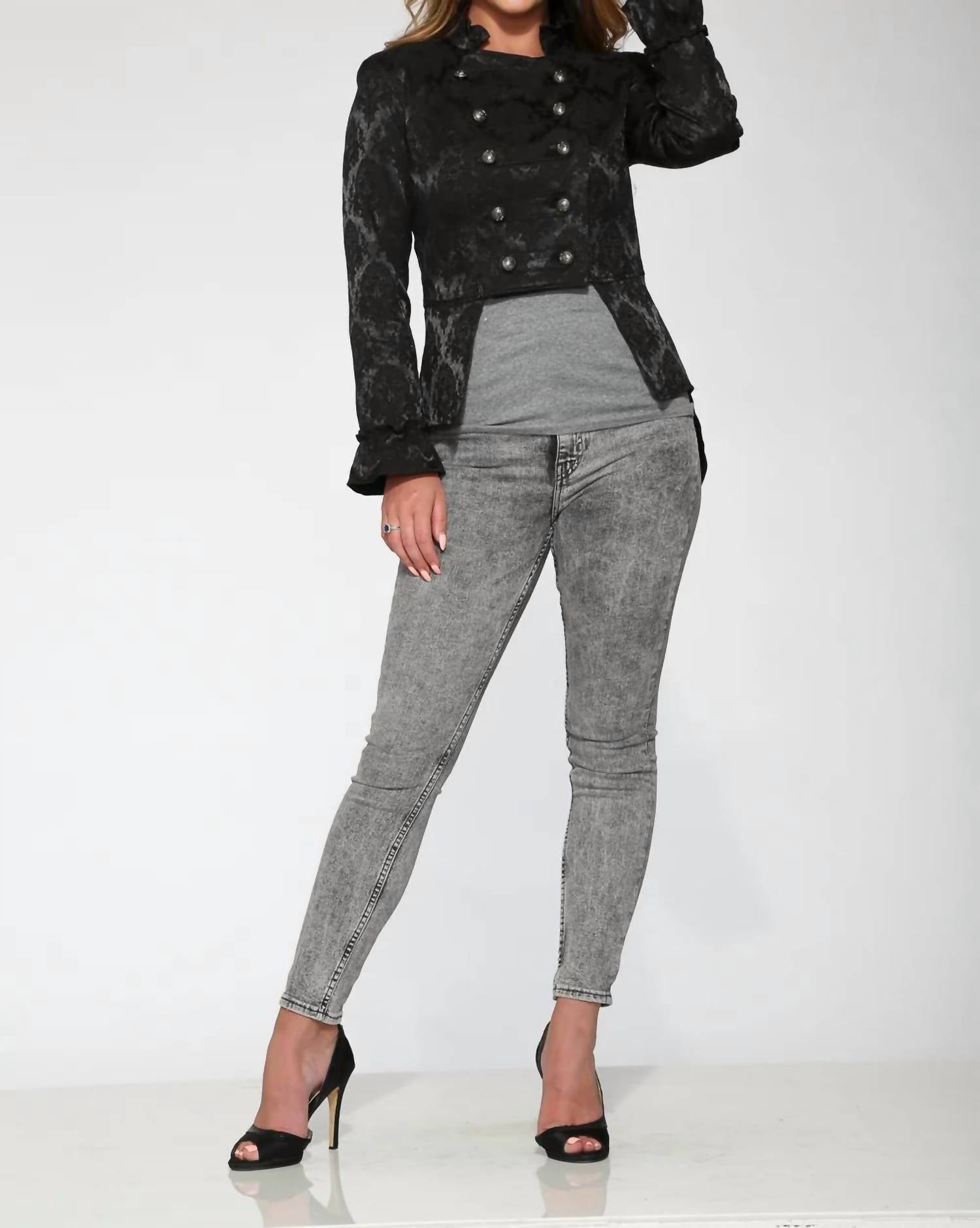 Orchid Bloom - Brocade Ruffle Detail Jacket