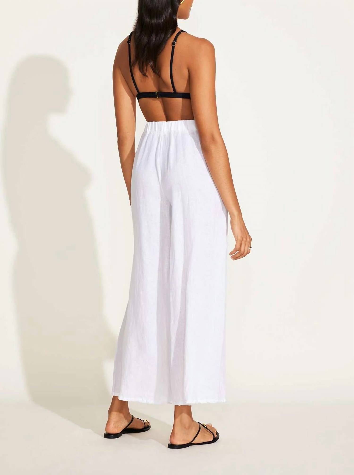 Vitamin A Tallows Linen Wide Leg Pant in white - women's pants - alternate view