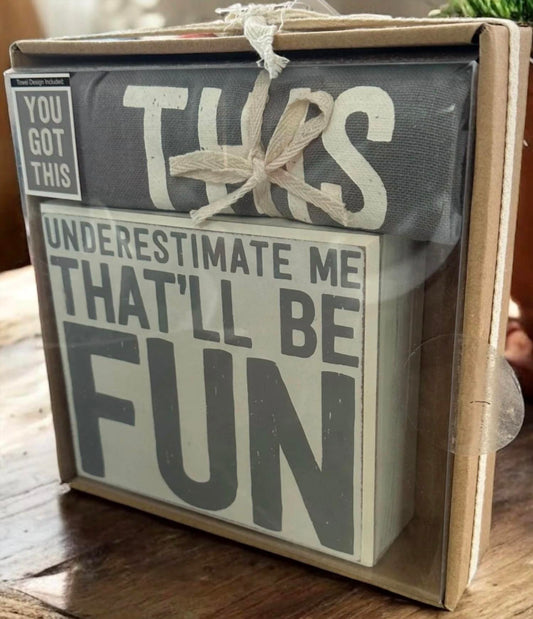 Primitives By Kathy - “Underestimate Me” Sign & Towel Set