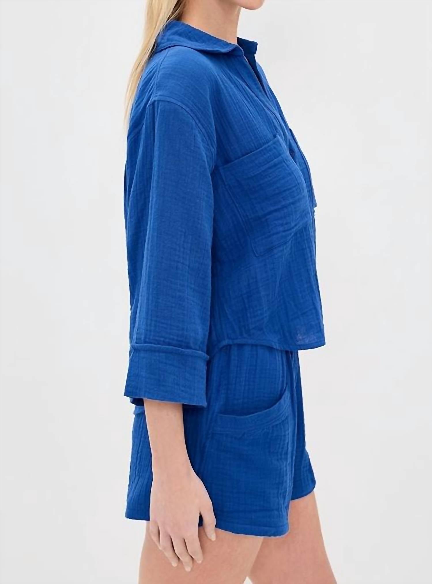 Z Supply Helena Airy Button Up Shirt in nautical - women's blouse - alternate view