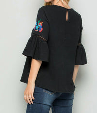 See And Be Seen - Embroidered Bell Sleeve Top