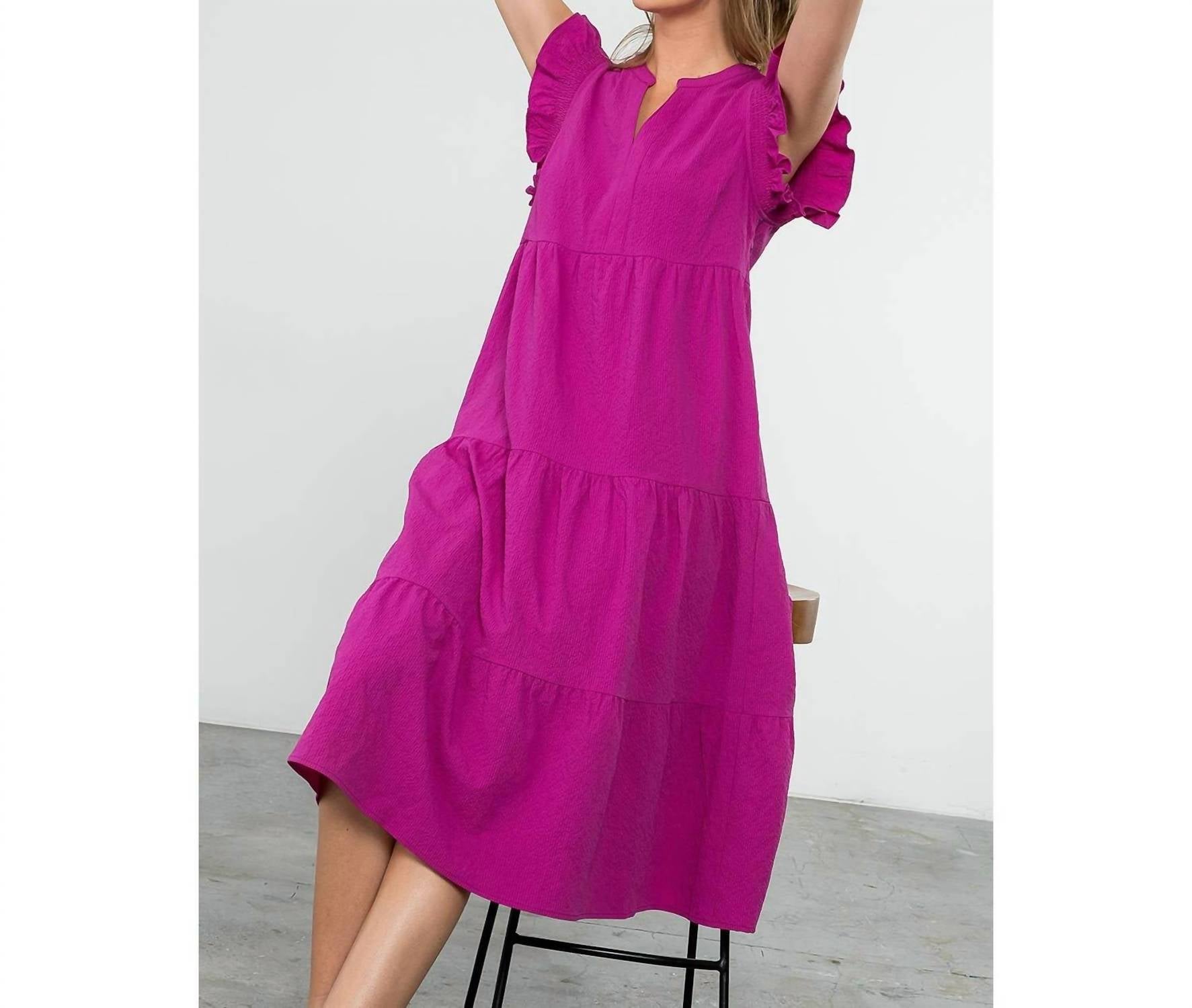 Thml - Ruffle Sleeve Tiered Midi Dress