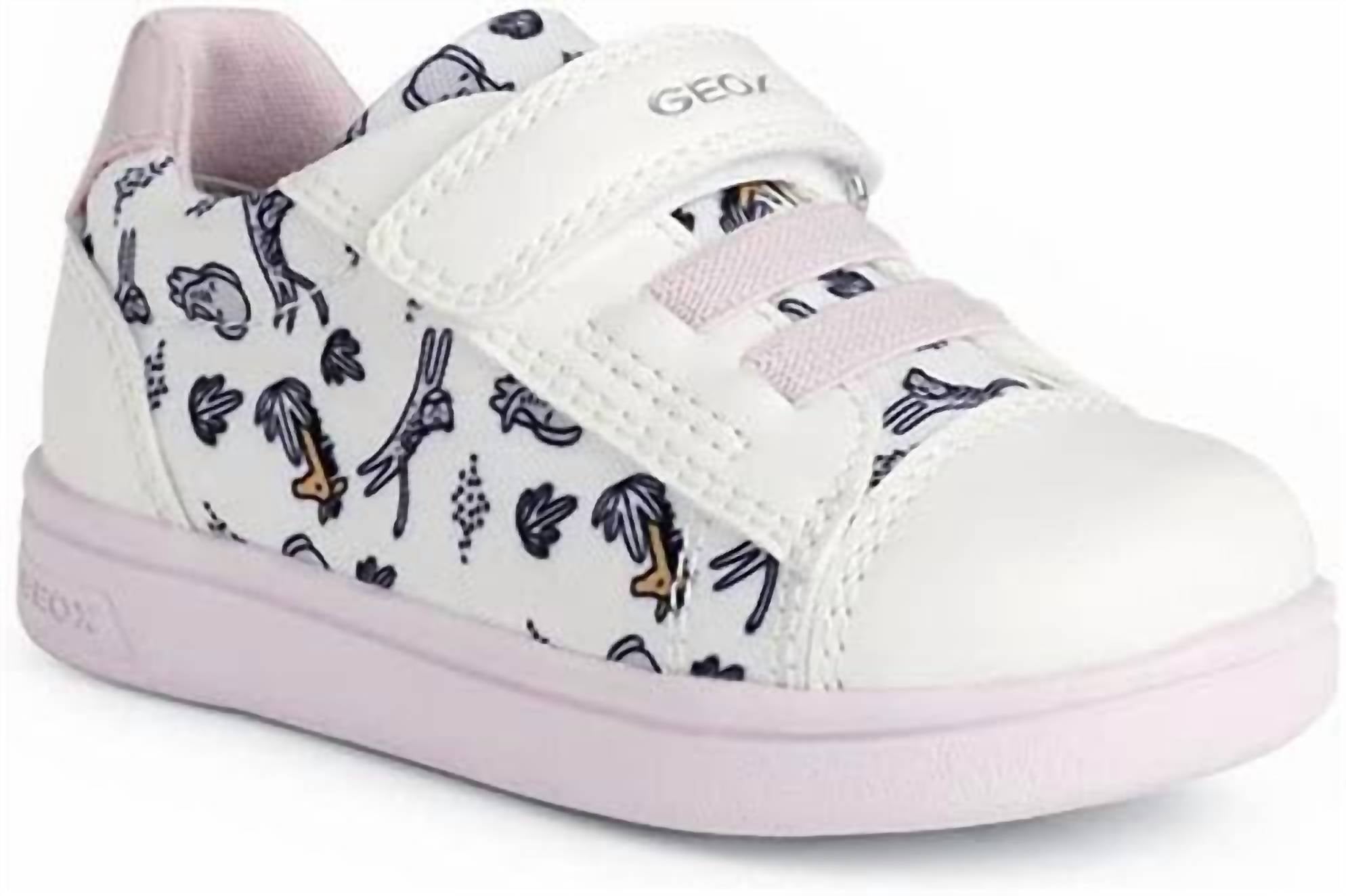 GEOX Girls Djrock Sneakers in white pink - kids' sneaker
