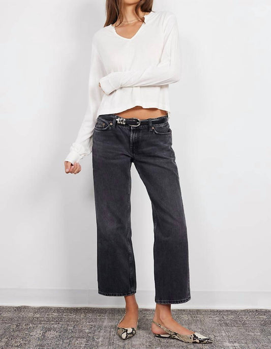 Bobi - Rib Mix Split Neck Long Sleeve Tee