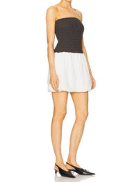 LNA Elise Mini Dress in black top with vapor skirt - women's dress - alternate view